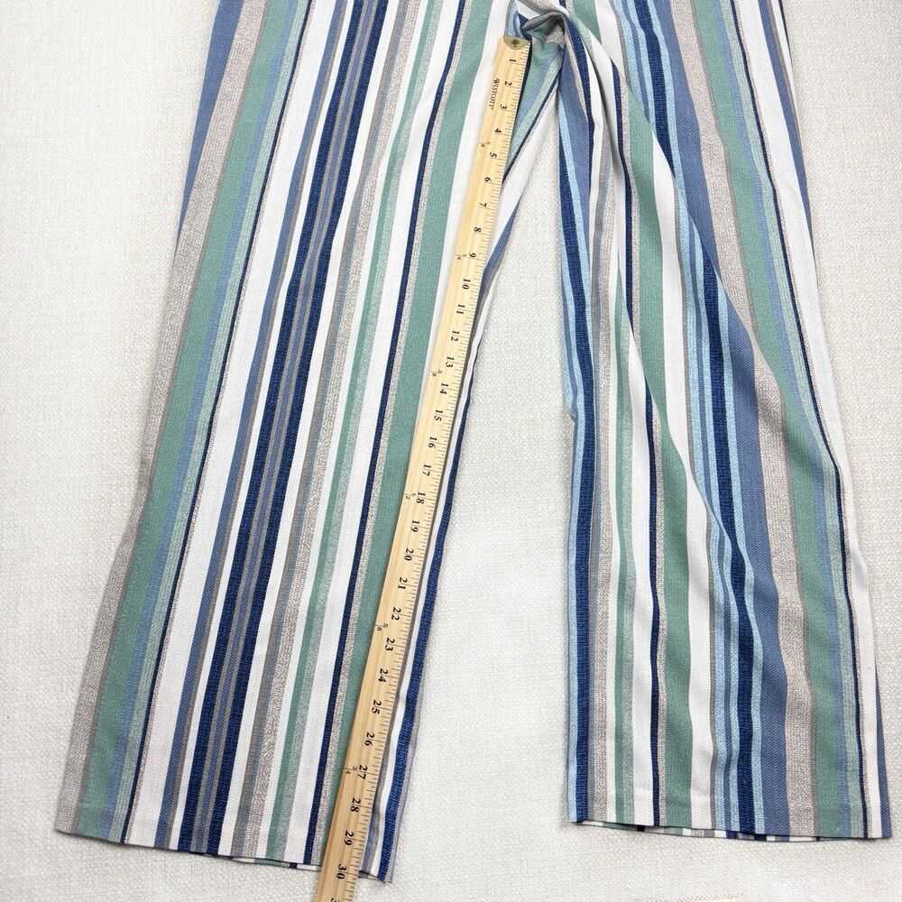 C Est 1946 Women's Blue White Gray Striped Stretch Pull On Wide Leg Pants Large - Picture 13 of 16